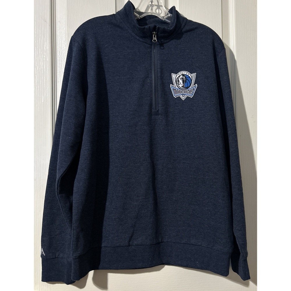 Antigua NBA Dallas Mavericks Tribute Navy 1/4 Zip Men's Large Pullover